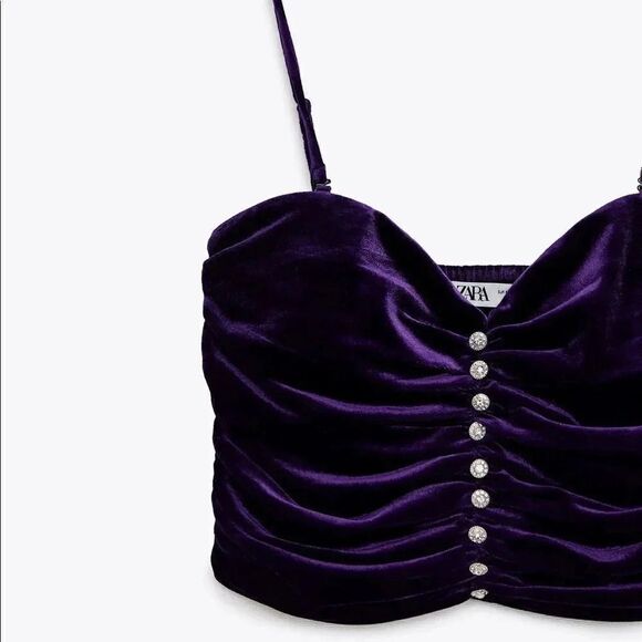 ZARA CROPPED VELVET TOP - Picture 14 of 16